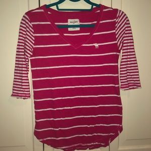 Pink striped quarter length t-shirt